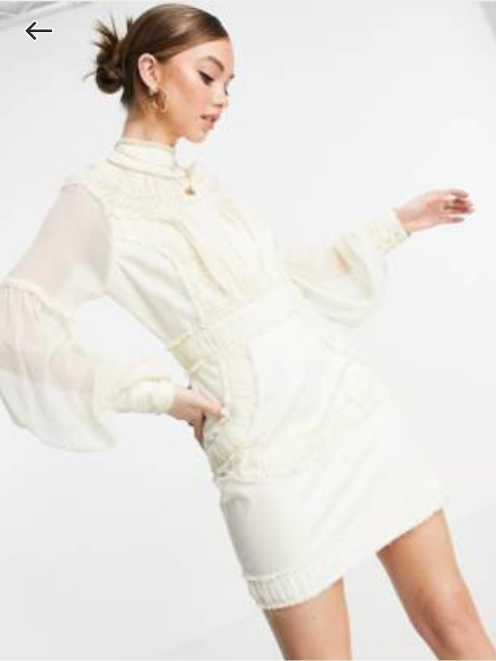 ASOS Design Elegant Cream High-Neck Mini Dress